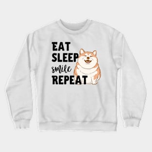 Eat Sleep Smile Repeat Fat Shiba Inu Akita Inu Crewneck Sweatshirt